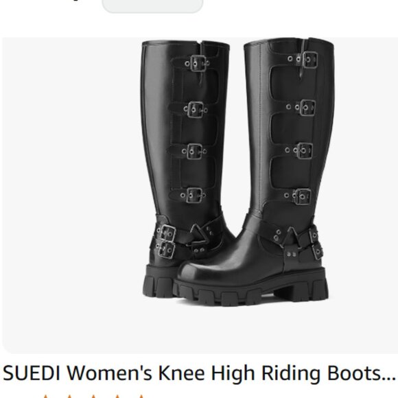 Suedi Women's Knee High Riding Boots /Side Zipper Chunky Platform Motorcycle 10 - Picture 1 of 9